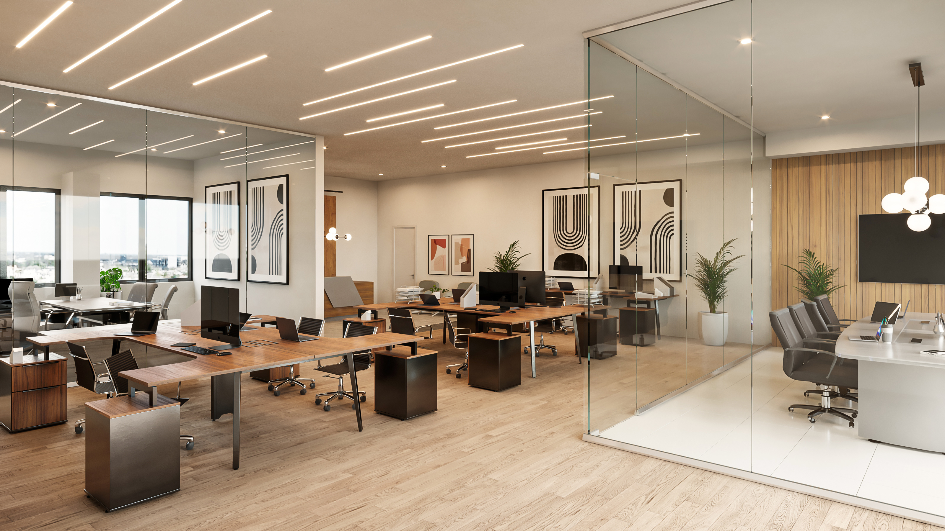 Oficinas colaborativas con estilo minimalista